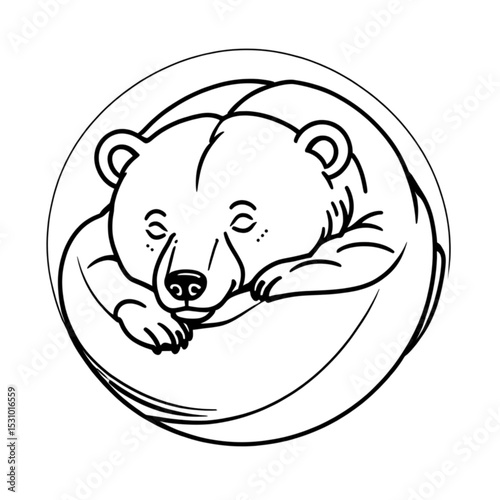 丸くなって眠るくま｜Sleeping Curled-up Bear