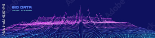 Abstract analytical background with analyze data chart on dark blue cyberspace. Big data. Quantum cryptography concept.  Banner for business, science and technology. Data chart