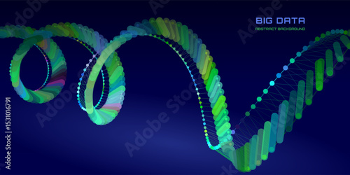 Futuristic background lines from dots quantum computing with polygons broken data on dark . Digital technology concept research lost bytes in cyberspace. Big data.