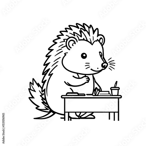 勉強するハリネズミ｜Studious Hedgehog at Desk