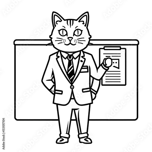 プレゼンする猫｜Cat Giving a Business Presentation