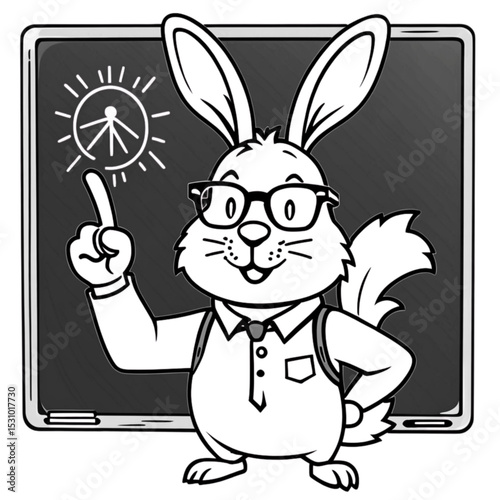 指を立てるウサギの学生｜Student Rabbit with Glasses