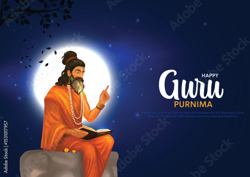 Happy Guru Purnima with guru teaching concept. Creative vector illustration design.