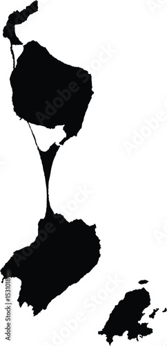 vector map silhouette of saint pierre and miquelon with island borders, black shape on white background


