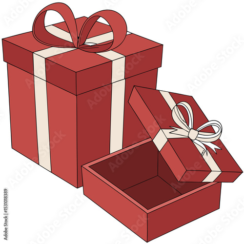 Red Gift Boxes Surprise and Celebration with Beautifully Wrapped Presents