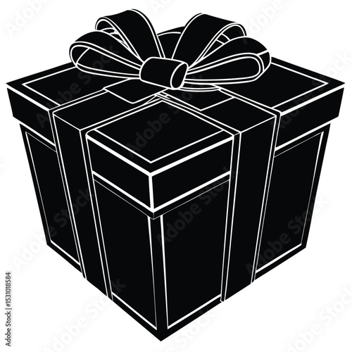 Elegant Black Gift Box with Bow A Perfect Present Illustration