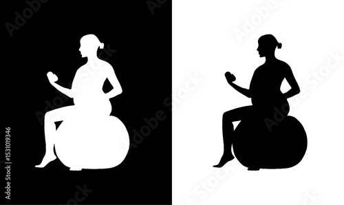gym fitness silhouette set vector, gym fitness silhouette, silhouette, sport, vector, woman, illustration, people, run, body, black,