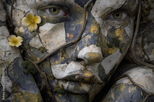 Environmental stressors can trigger depression, represented by an abstract image of one's physical state, which is a mental disorder characterized by dark thoughts and a loss of pleasure or interest