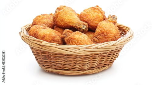 Crispy fried chicken pieces in a basket