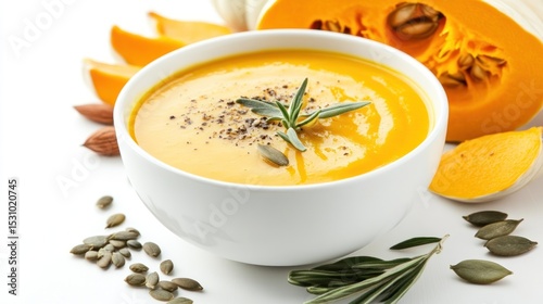Creamy pumpkin soup in a bowl