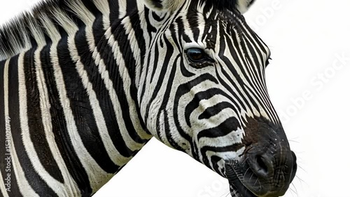 A close-up portrait of a zebra showcasing its striking stripes.