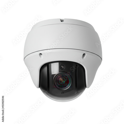 White dome security camera isolated on transparent background