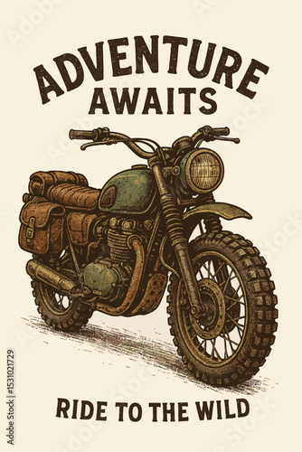 Adventure Awaits Motorcycle Ride Wild Art