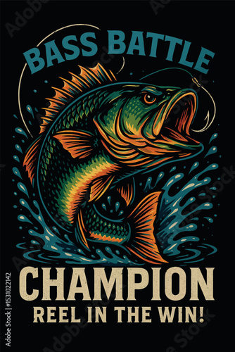 Bass Battle Champion Reel in the Win Fishing Art Print