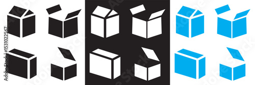 Box and packaging  icon .  Vector for crumpled box, delivery, cargo, open, closed, , pack box etc . Vector for websites, mobile interfaces, presentations, banner, visual branding etc. EPS 10