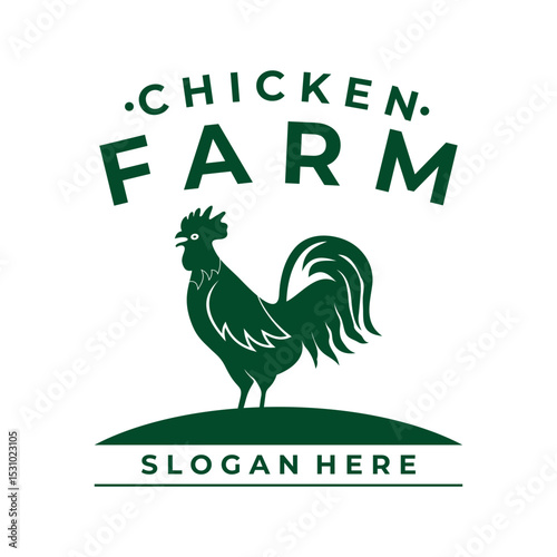 Rooster logo design vector template. Chicken Farm logo design icon