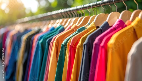 Wallpaper Mural colorful clothes on hangers in the market Torontodigital.ca