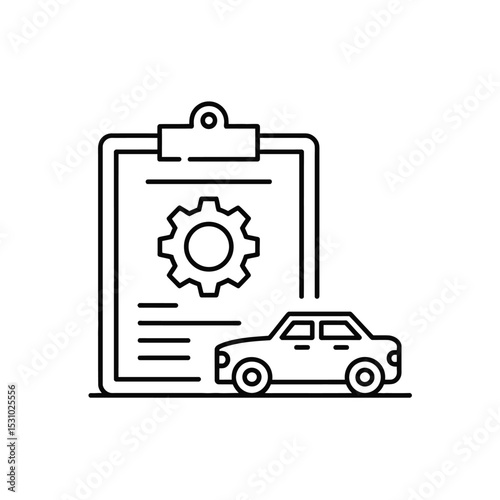 Car Repair and Maintenance Checklist Icon in Black and White