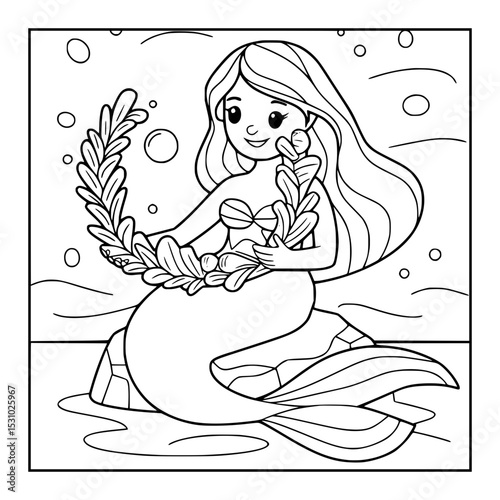 black and white mermaid coloring pages
