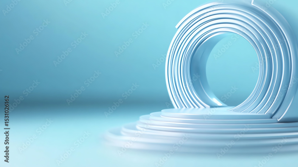 Fototapeta premium Abstract design featuring spiraling shapes and soft blue tones, perfect for backgrounds and modern artwork.