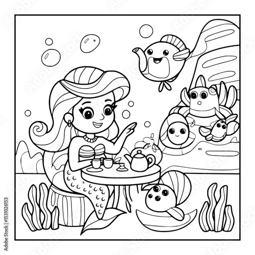 black and white mermaid coloring pages