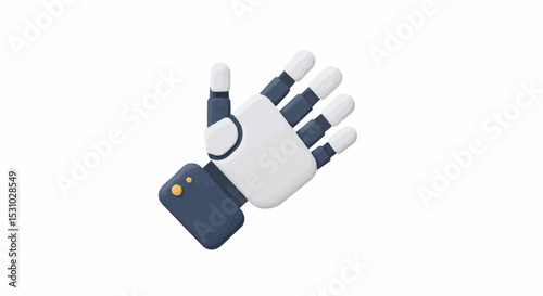 A mechanical hand with open palm.