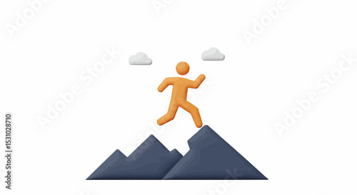 An illustration of a person conquering a mountain.