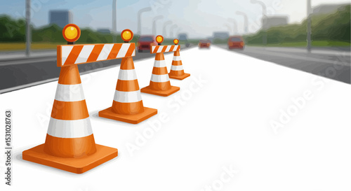 Road construction safety cones blocking a highway.