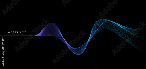 Abstract smooth curved gradient purple green wave lines Design element Technological background. Futuristic technology concept. Suit for technology, digital, communication, science, music