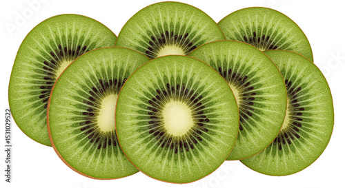 Fresh kiwi fruit slices healthy food vibrant green color delicious and nutritious vitamin c rich snack dessert on transparent background