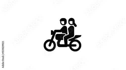 Motorcycle Icon: Couple Riding a Bike - Simple Vector Graphic