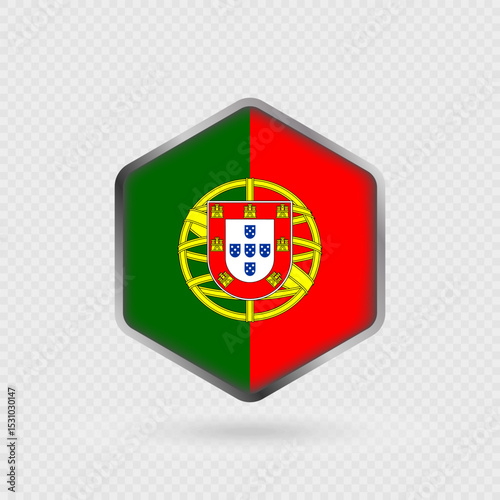 Portugal Flag Icon in Hexagon Shape.