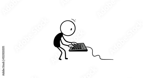 Simple Stick Figure Typing on a Keyboard