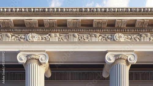 Classical Architecture: Intricate Stonework and Ionic Columns