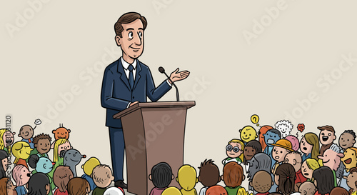 A Man Giving a Speech to a Crowd of Children