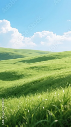 Rolling Green Hills Under a Clear Blue Sky