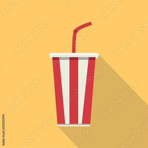Red and white striped drink cup with a straw on a yellow background representing a fun snack time experience