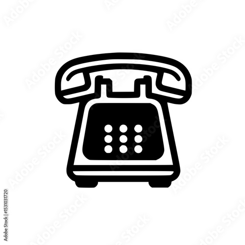 Minimal Black Line Classic Landline Phone Icon for Office and Call Center Use