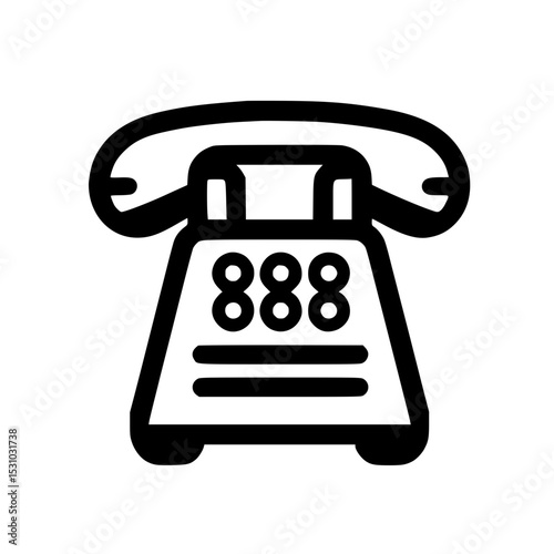 Minimal Black Line Classic Landline Phone Icon for Office and Call Center Use