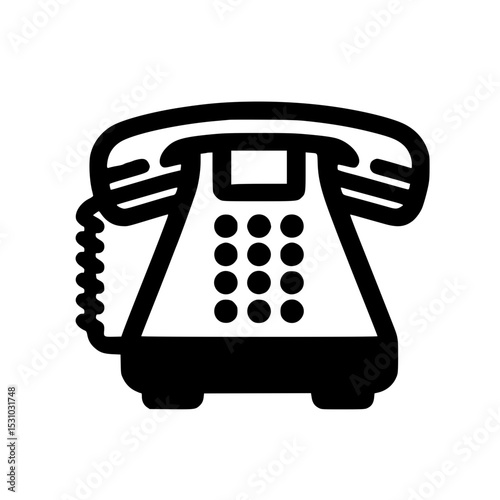 Minimal Black Line Classic Landline Phone Icon for Office and Call Center Use