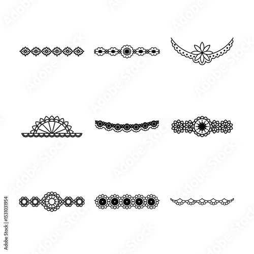 Floral lace borders and dividers black and white