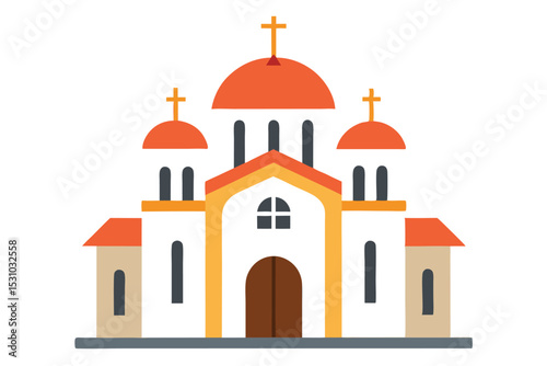 Orthodox Church Vector Illustration Religious Building Icon Artwork Christian Architecture
