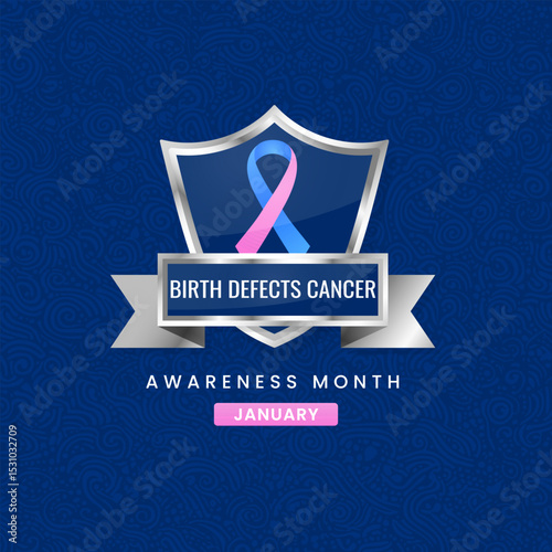 Birth Defect cancer awareness month background design with Blue and pink silk ribbon.