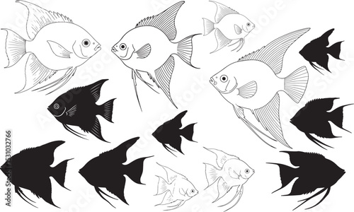 Angelfish Silhouettes Vector Pack