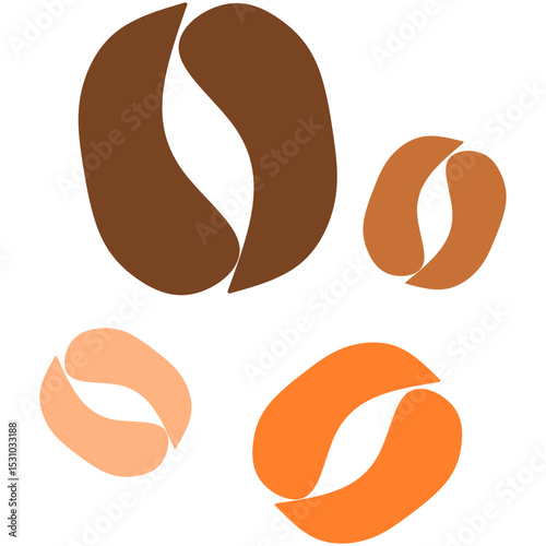  coffee beans in brown, orange, and beige tones. Suitable for backgrounds, packaging, textile prints, and coffee-related branding.