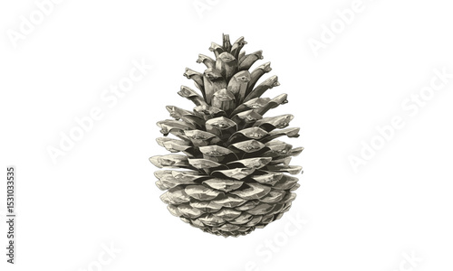 Pine Cone Engraving Vintage, vector illustration, woodland decor, detailed line art, rustic charm, seasonal elements, nature inspired, flora and fauna, classic engraving style.