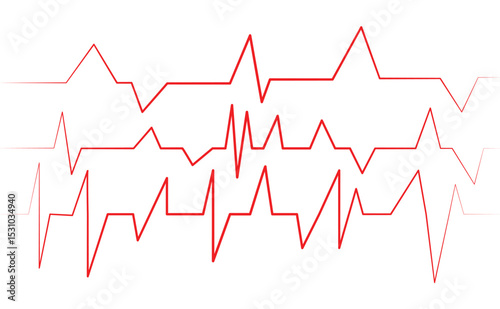 Abstract pulse line graph - Red data waves vector.