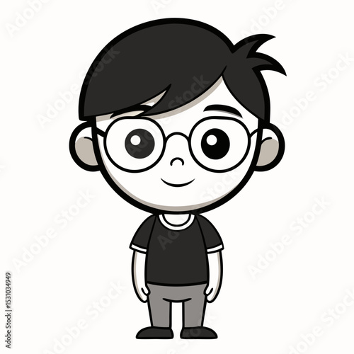 Cute Cartoon Boy with Glasses Character Avatar Icon