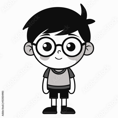 Cute Cartoon Boy with Glasses Character Avatar Icon