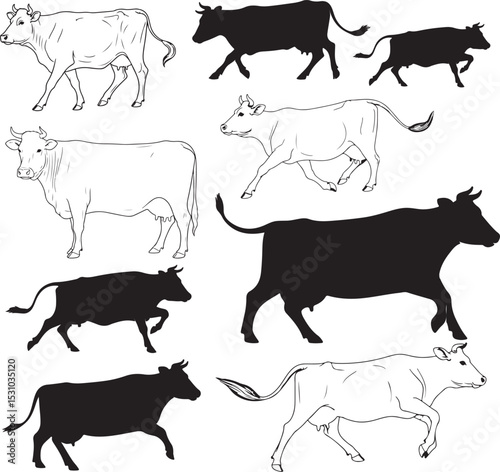 Cow Silhouettes Vector Pack